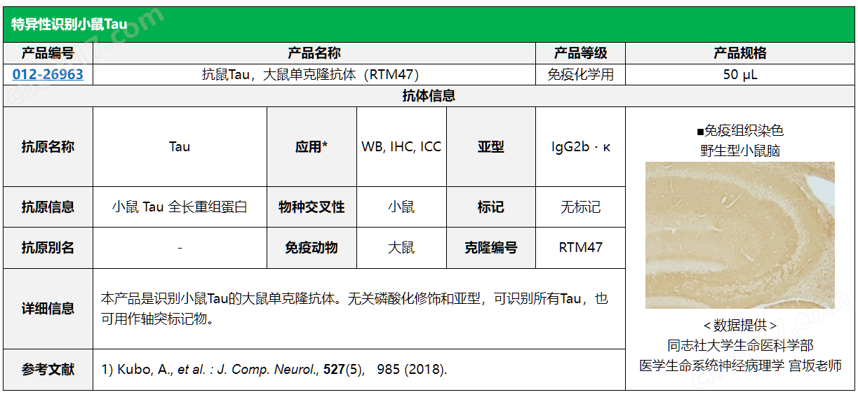 Tau 抗体系列疾病研究-Wako富士胶片和光